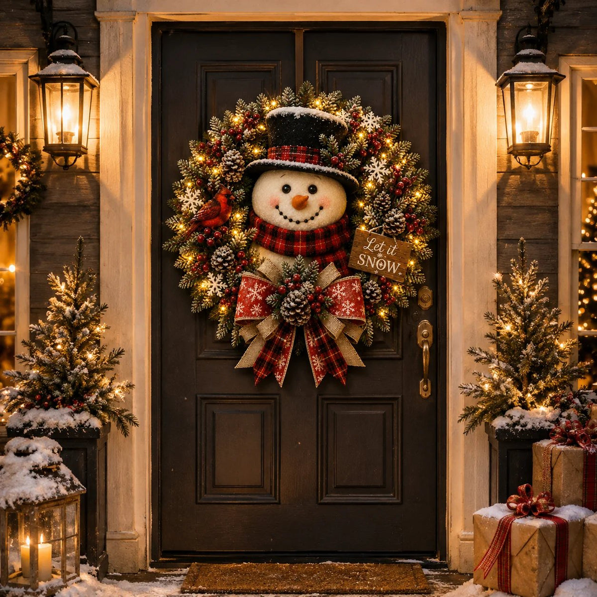 ✨✨Hot Sale 40% OFF⛄ Snowman Lighted Christmas Wreath™ – Festive Holiday Door Decor