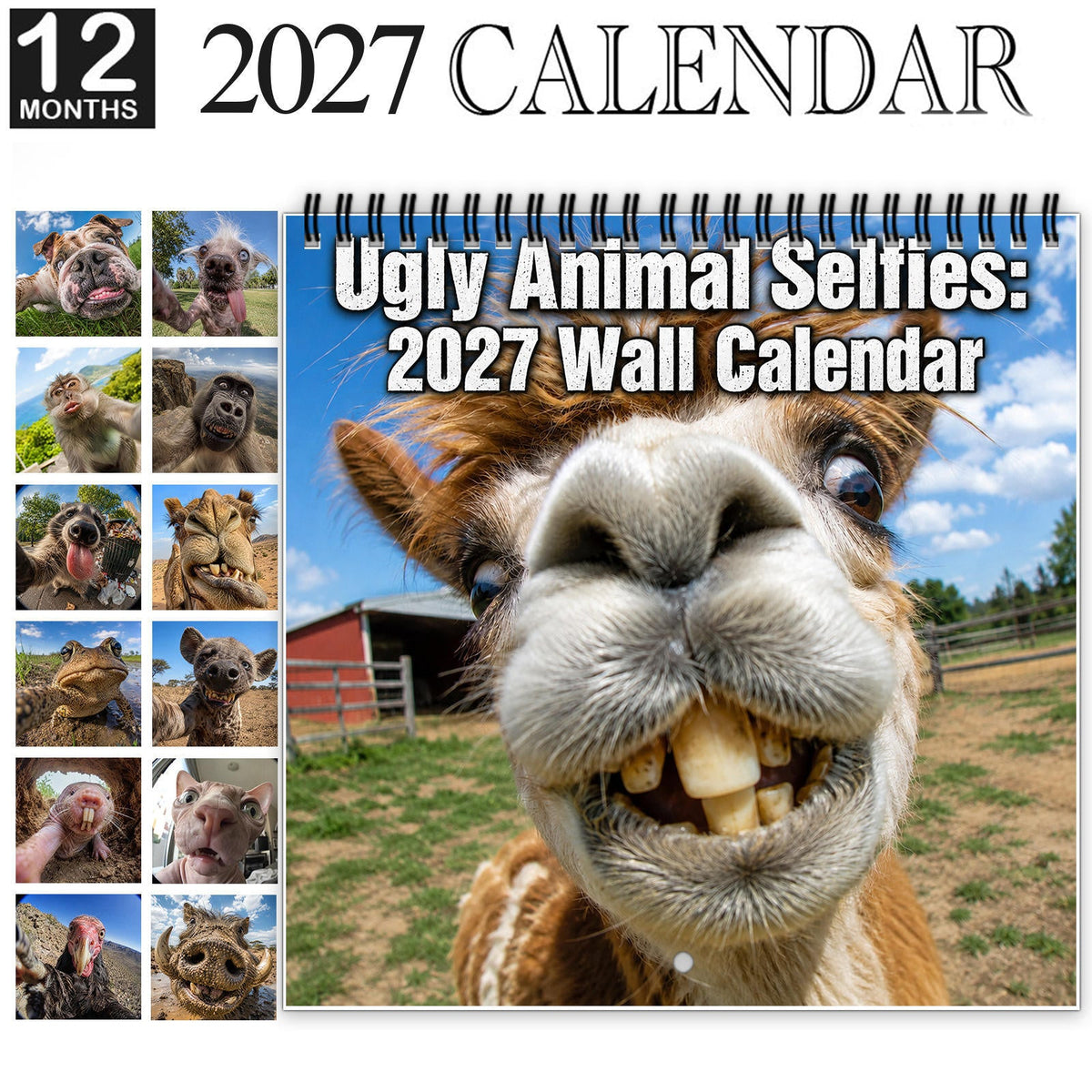 2027 Funny Farm Animal Selfies Wall Calendar – 12 Months of Hilariously Unfiltered Animal Faces
