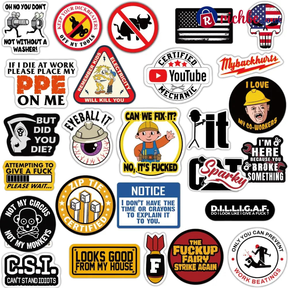 🔥🔥150Pcs Blue Collar Funny Stickers 👷♂️