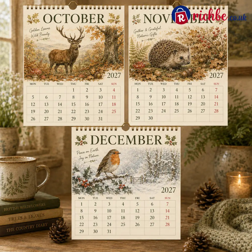 🦊2027 British Woodland Calendar|A4 Hanging Calendar