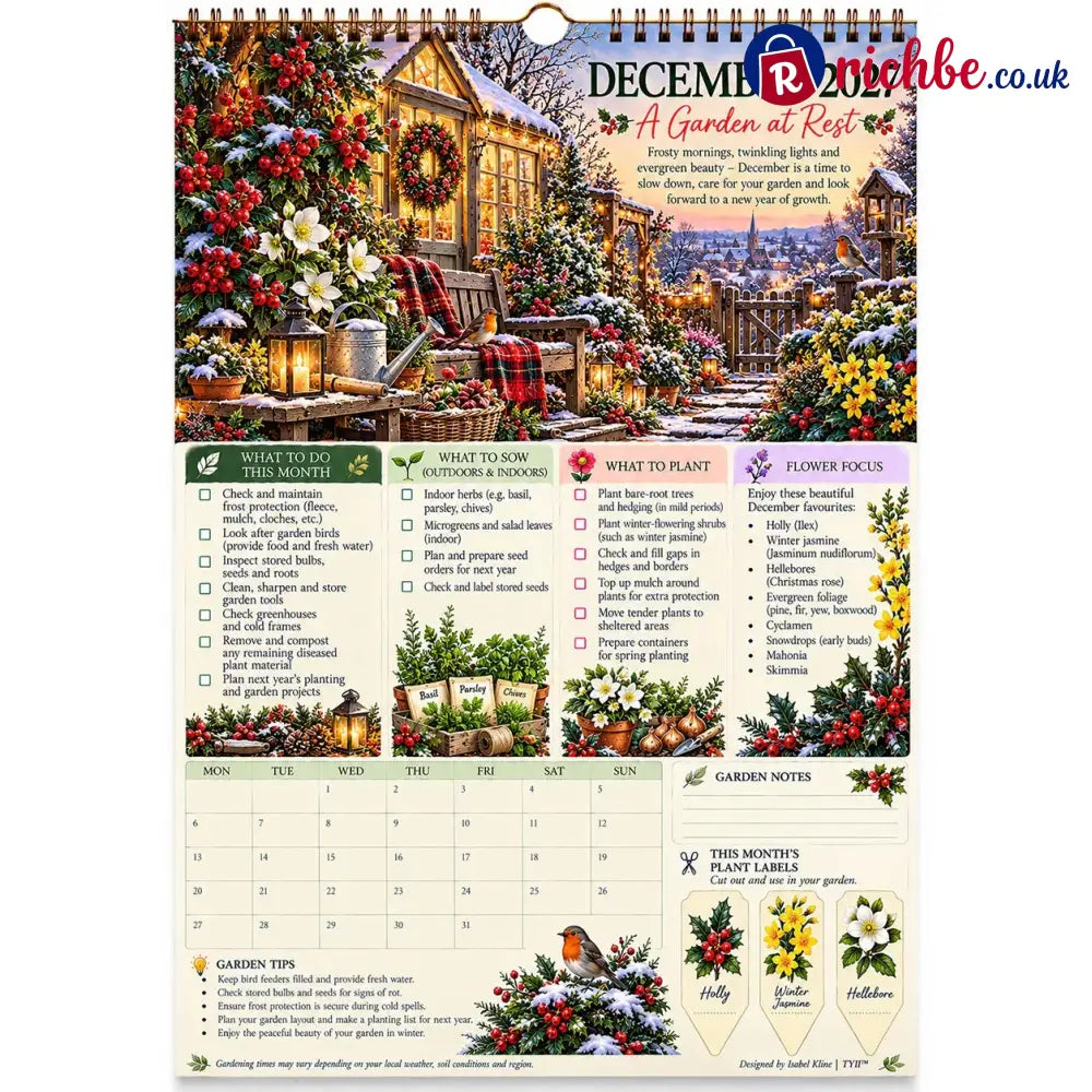 2027 Four Seasons Gardening Calendar & Monthly Planner – A4 Wall Calendar with Planting Guide Garden Tasks & Plant
