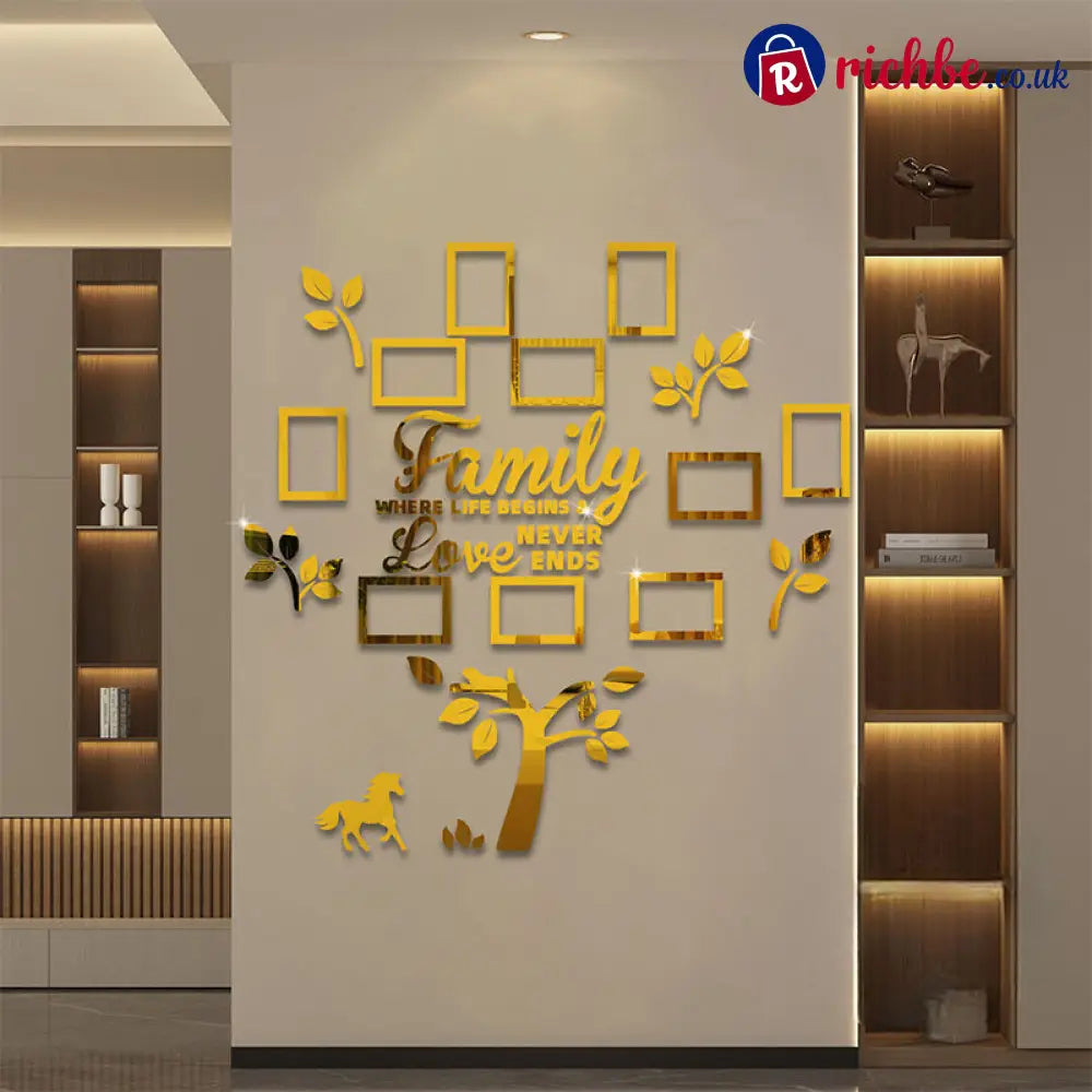 3D Family Tree Photo Frame Wall Sticker🏡🖼️ - Gold / Small (100 × 100cm) - Best Sellers
