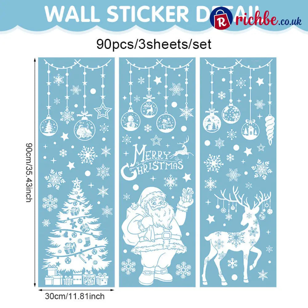 🎄50% OFF NOW! Christmas Village Window Cling Set‑ White Xmas Town Scene Static Window Decals Snowflake House Reusable