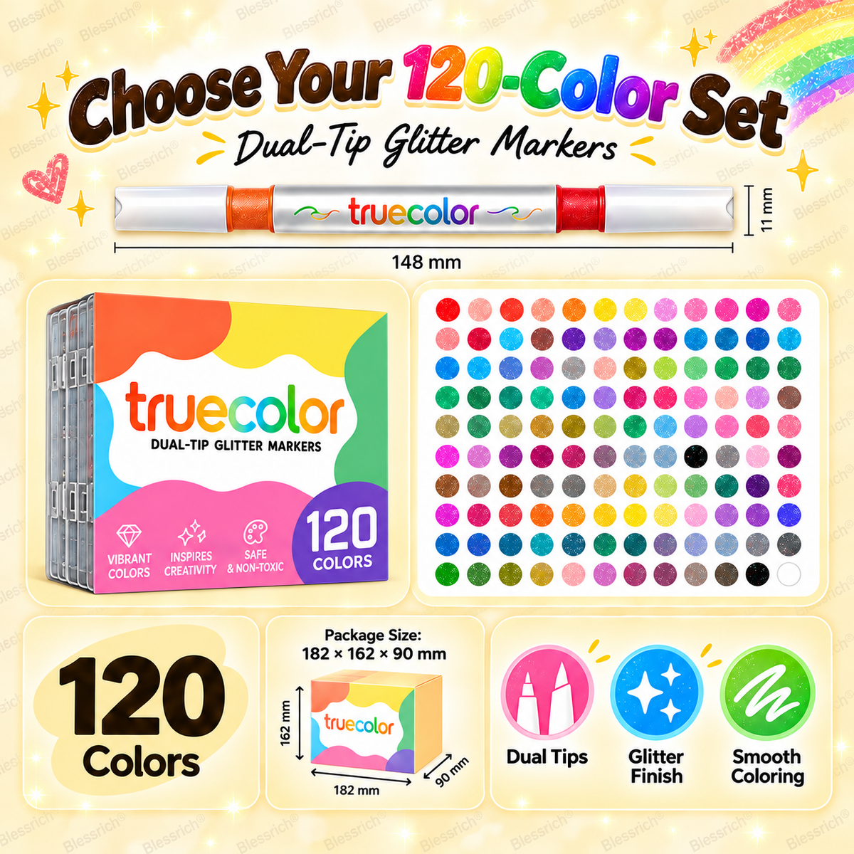 Magic Glitter Outline Markers – Double-Ended Dual-Color Art Pens