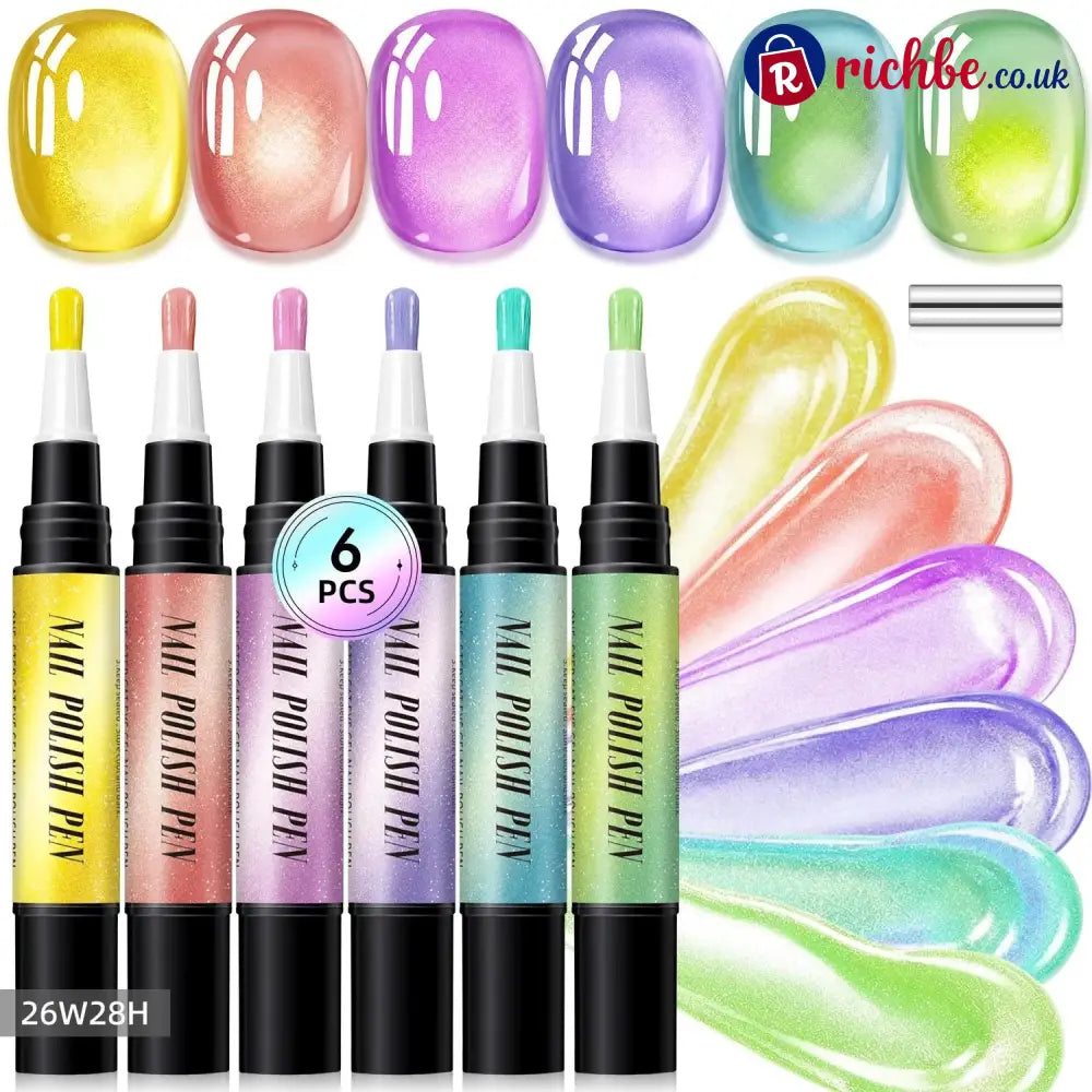 💅 6PCS One-Step Gel Nail Art Pen Set – Salon Beauty at Home - G