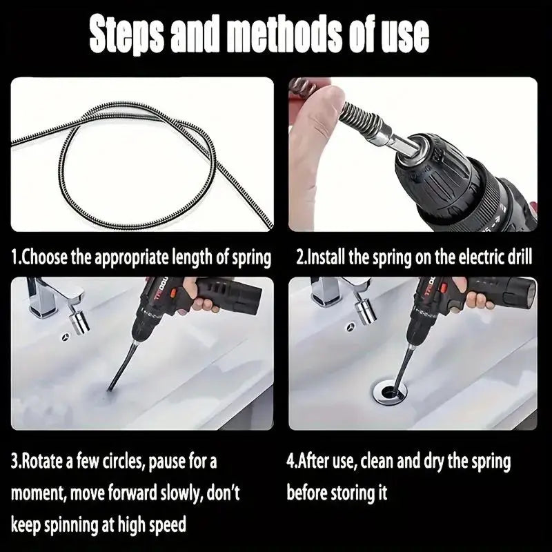 ๐ง Flexible Drill-Powered Drain Cleaning Snake โ Deep Pipe Clog Remover for Sinks, Showers & Toilets