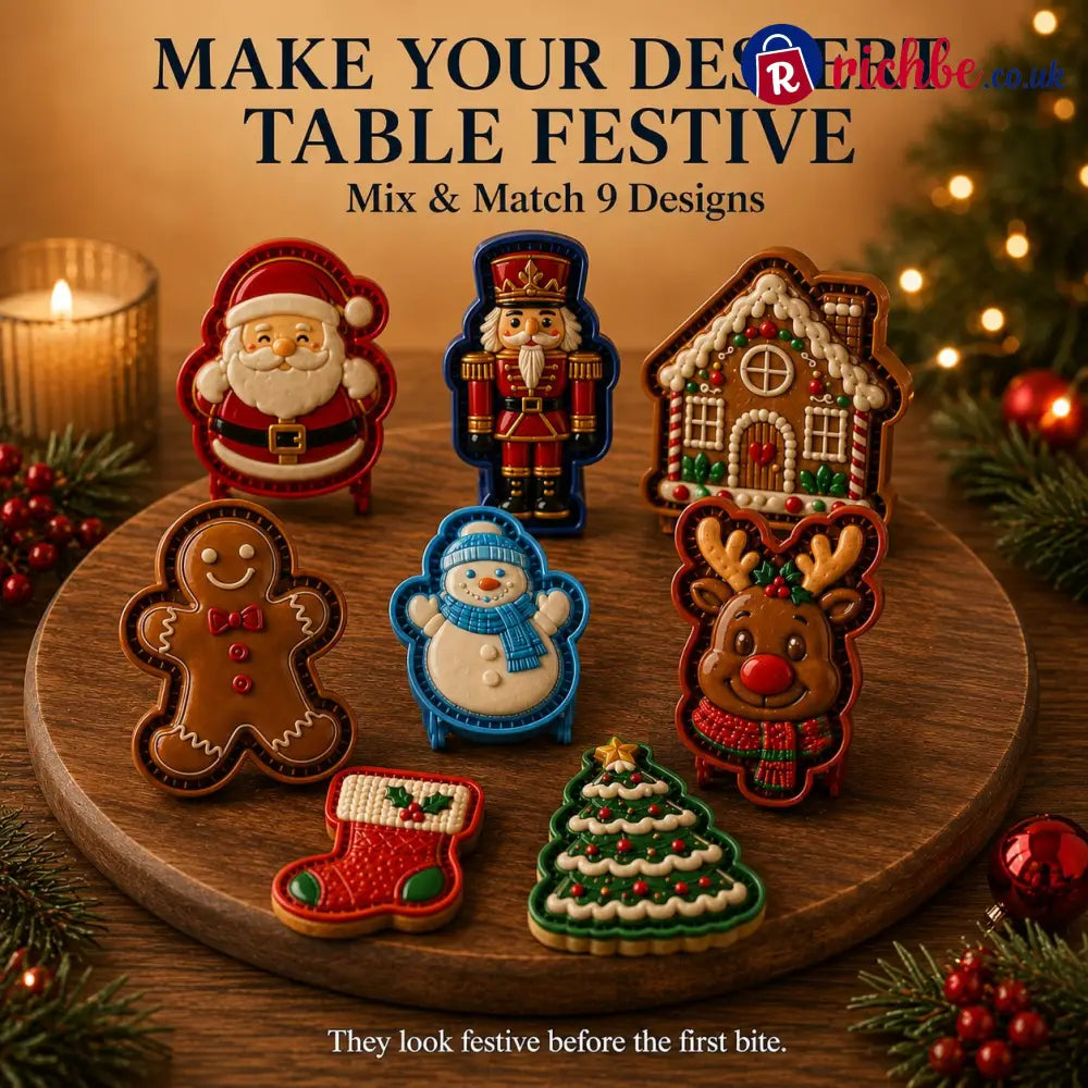 🎄8-Design Christmas Mini Pie Mold Collection| Reusable Embossed Molds