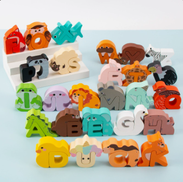 🔤 26-Piece Wooden Letter & Animal Matching Toy – Hands-On Alphabet Mastery, Vibrant Animal Illustrations & Child-Safe Design – Learning Made Fun ✨