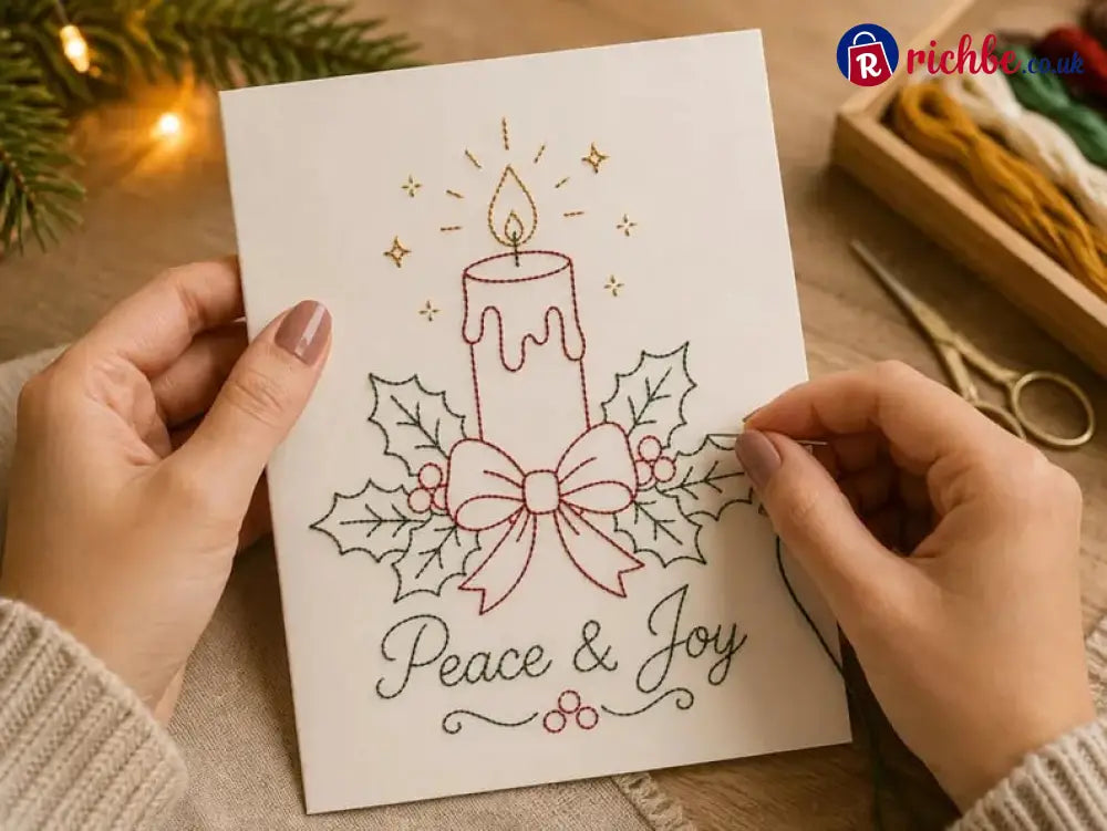 🌲 🪡 Christmas Hand Embroidery Card DIY Kit | Stitch Your Way Into the Christmas Spirit ✨ 🎁