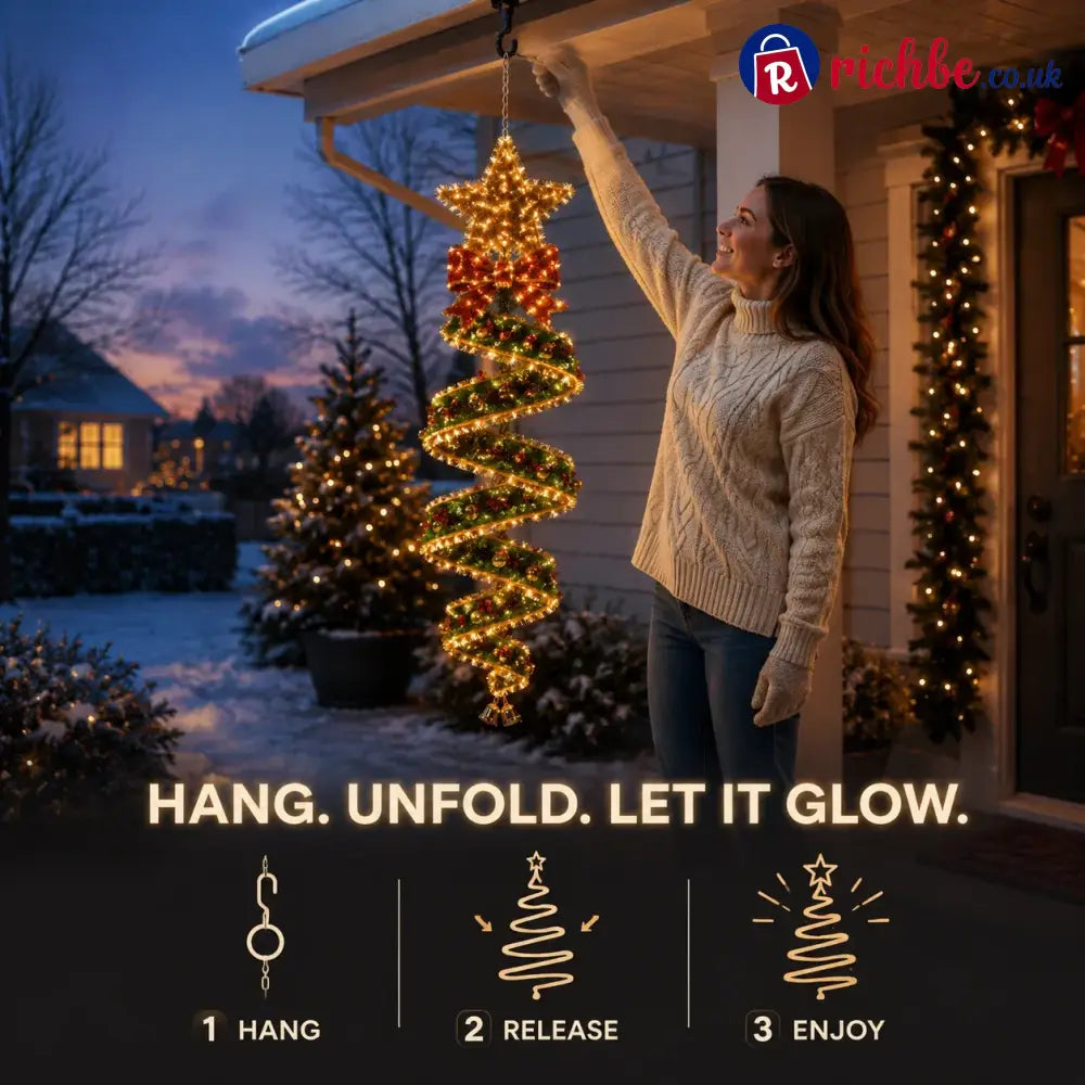 Christmas Spiral Hanging LED Lights | Festive Magic Indoor & Outdoor Xmas Decor Lights