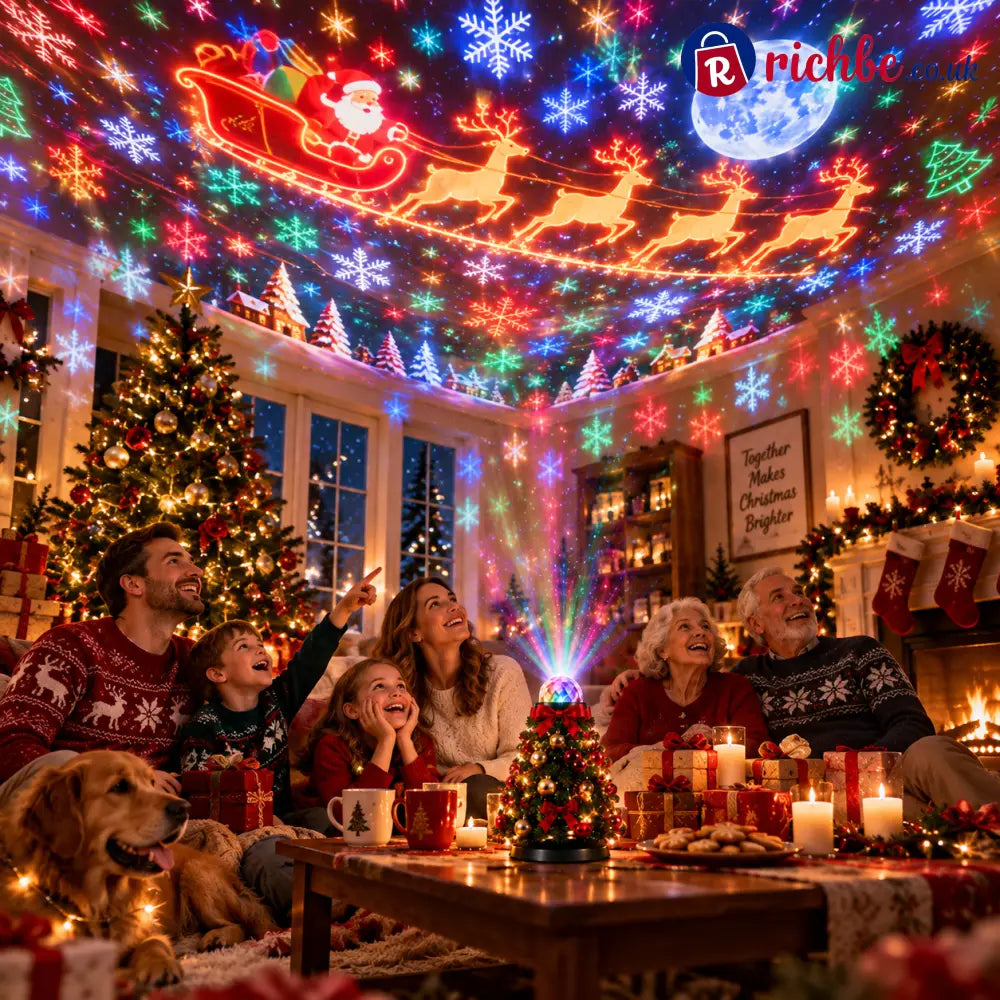 🎄 Christmas Tree Projection Light – 15+ Magical Holiday Scenes with Remote Control