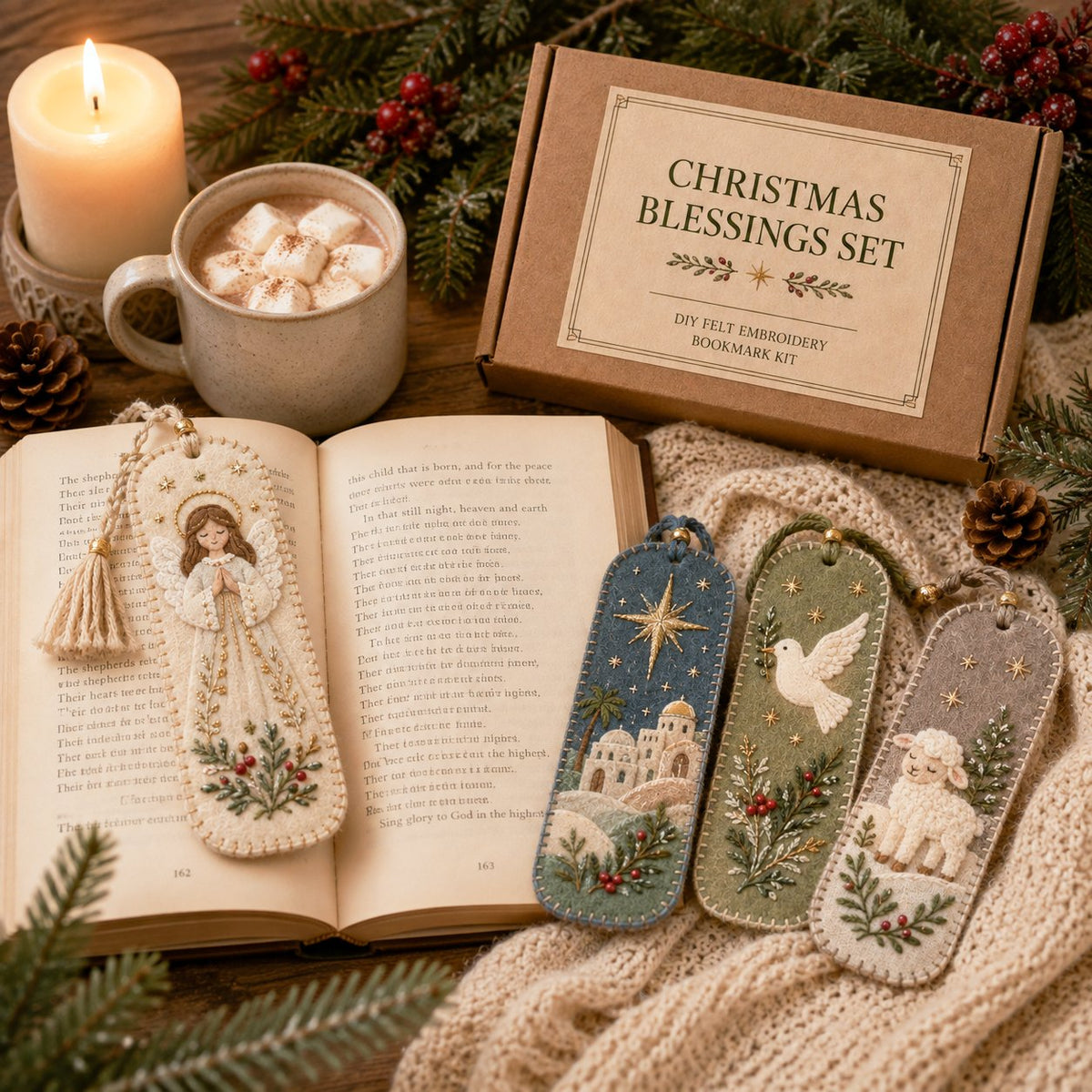โณ Last Day 49% OFF โ ๐ DIY Felt Embroidery Bookmark Kit