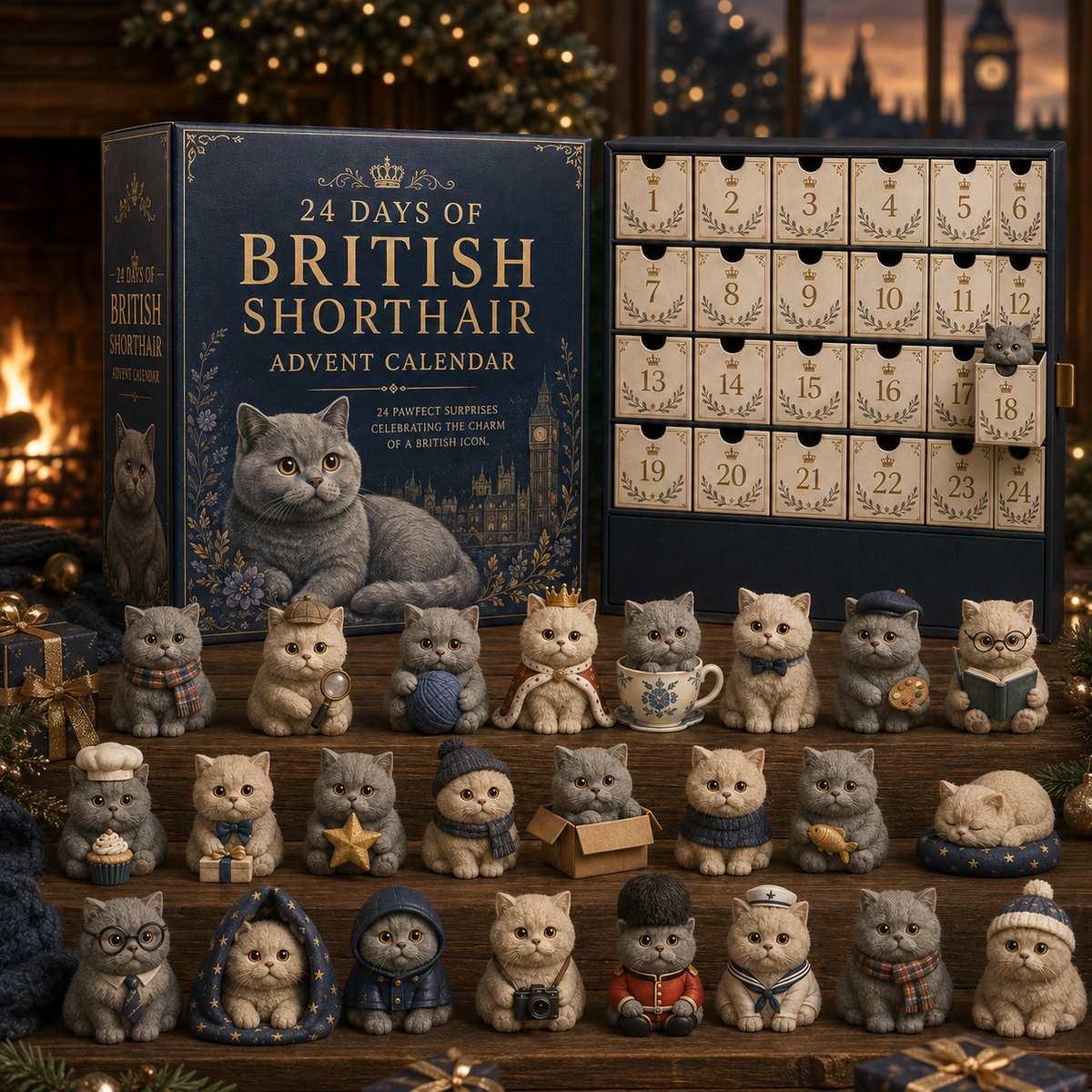 🐈⬛🎄 2026 British Shorthair Christmas Advent Calendar – 24 Festive Cat Collectible Surprises