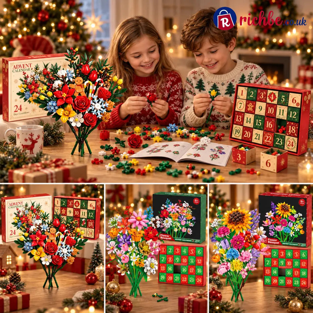 Free Shipping✈️-Flower Bouquet Building Blocks Gift Christmas Countdown Blind Box