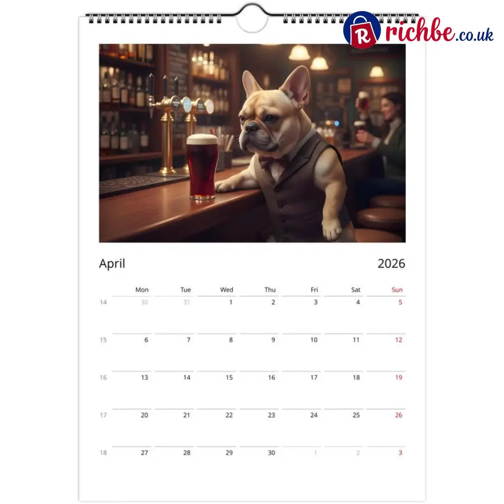 French bulldog Calendar 2026 - Daily Activities