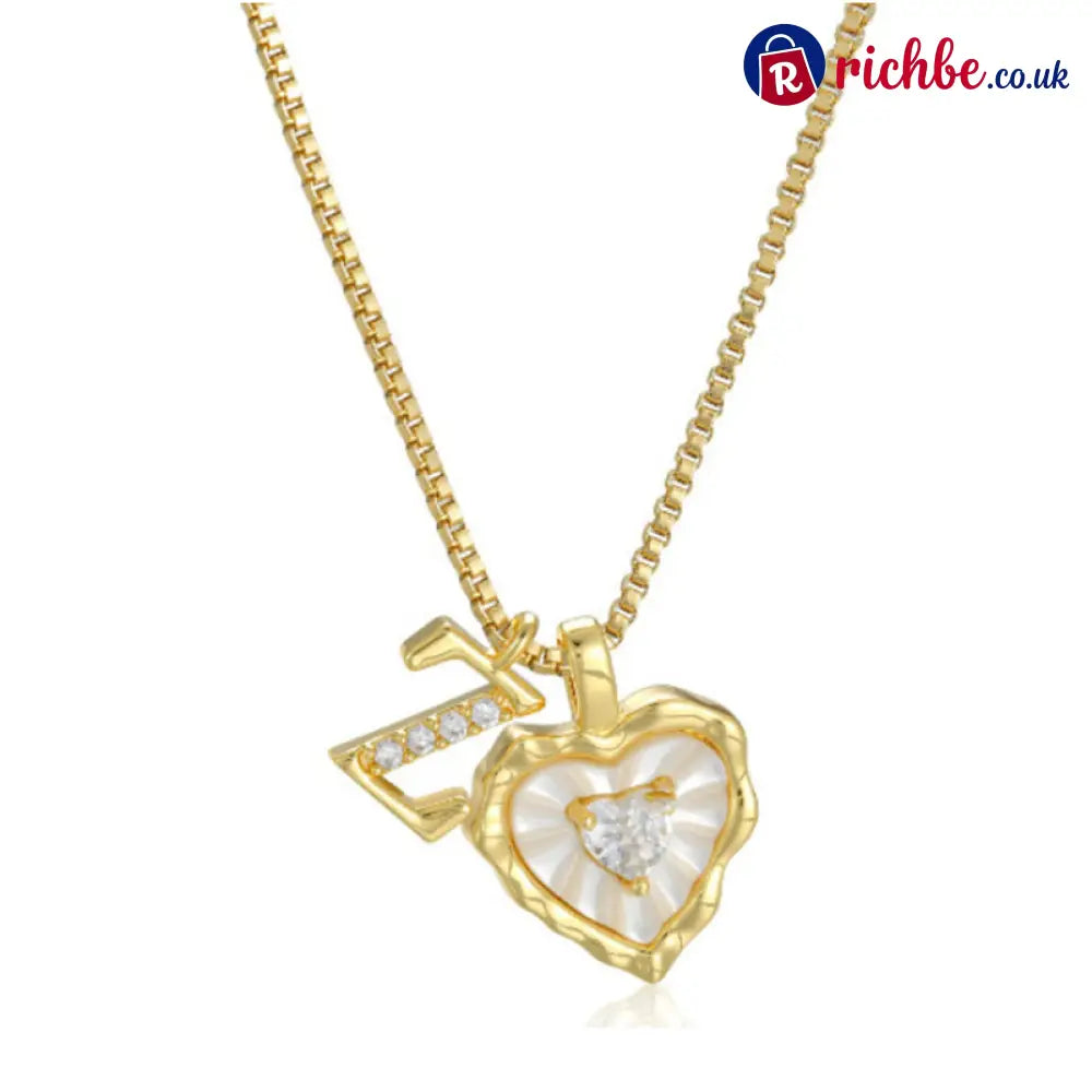 💎💥 Heart Shaped Letters Micro Pave Chain Necklace – Initial Pendant Titanium Steel Adjustable ✨ - Z - Hot Products