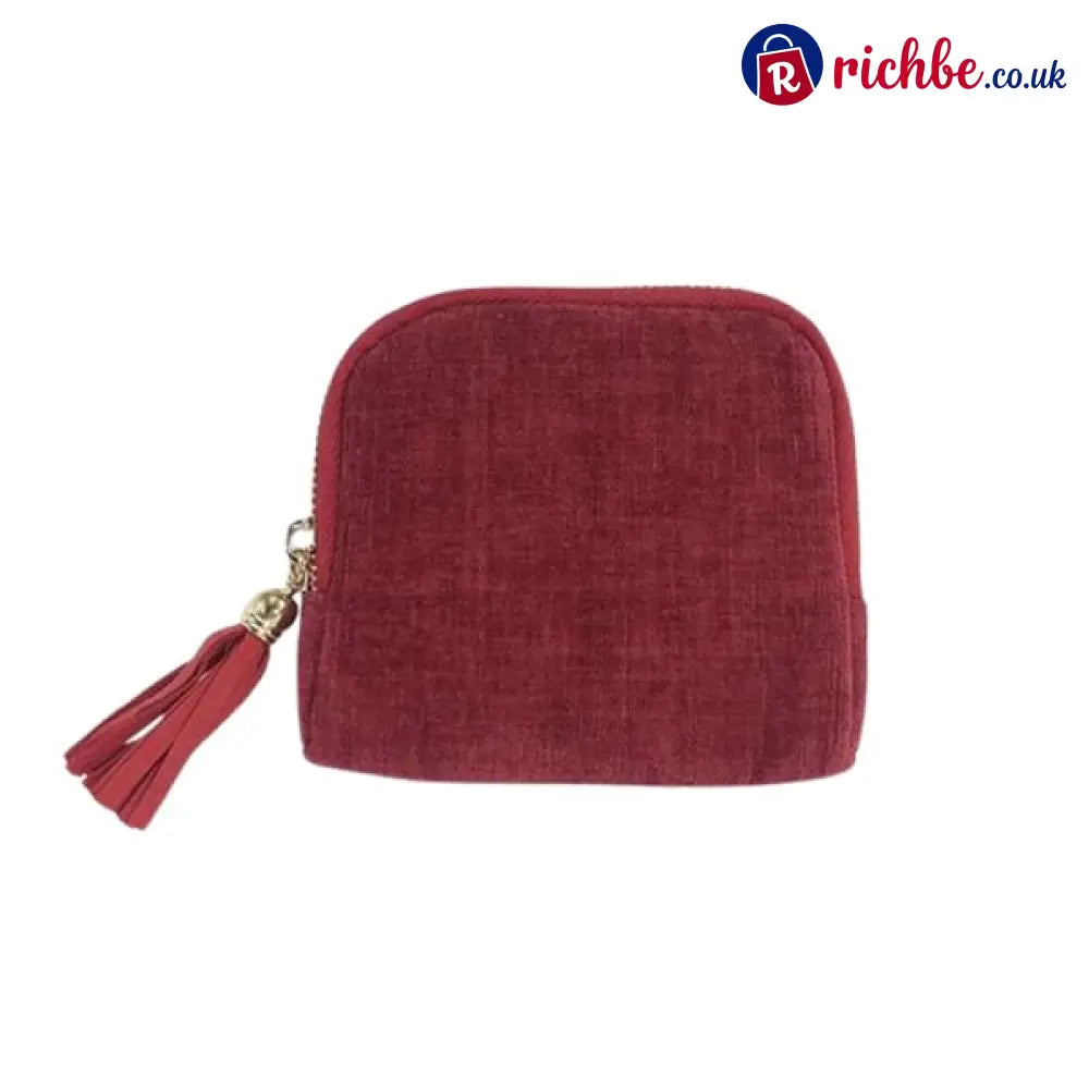 Jewelry zippered pocket case Travel Jewelry Bag Portable Organizer - Red