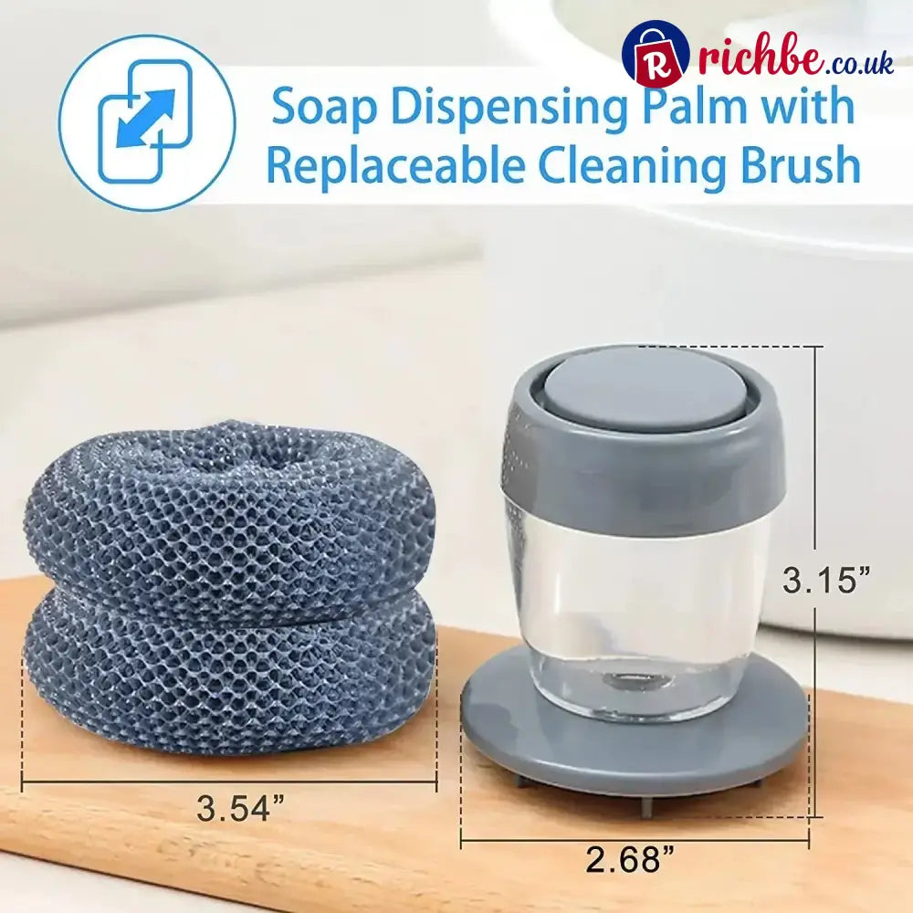 Kitchen Soap Press Dispensing Palm Brush – Built-In Soap Dispenser & Ergonomic Grip 🧼 - Houseware & Kitchen