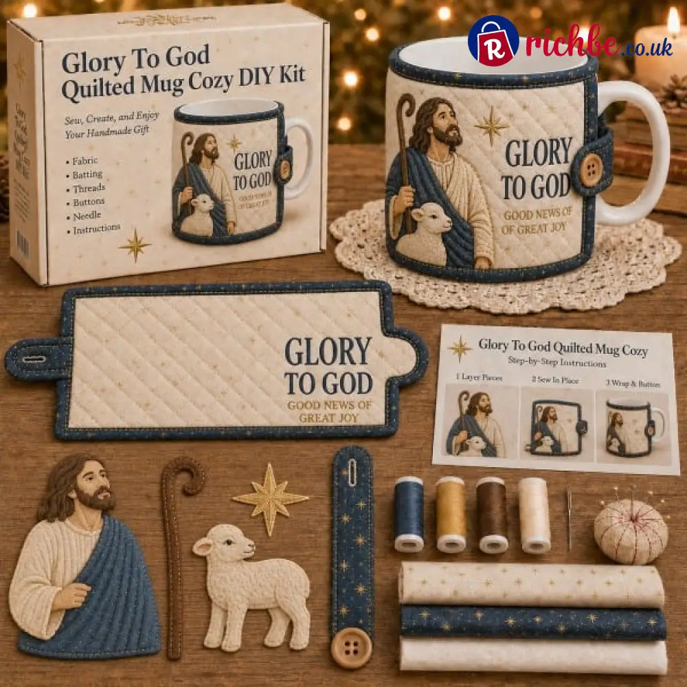 ⏳ Last Day 49% OFF – ✝️ Beginner-Friendly Christmas Faith Mug Cozy Sewing Kit | 6 Christian-Inspired Designs with