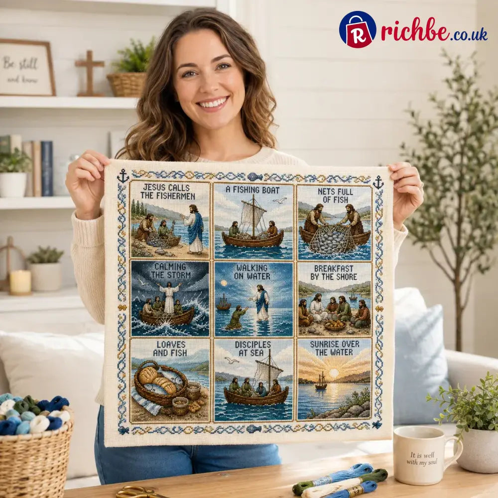 ⏳ Last Day 49% OFF – ✝️ Beginner-Friendly Life of Jesus Bible Story Cross Stitch DIY Kit | 6 Biblical Collections with