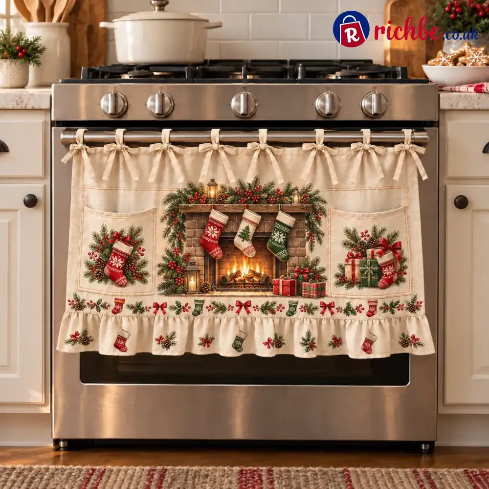 ⏳ Last Day 49% Off – 🎄 Christmas Kitchen Tie-on Skirt | Festive Holiday Designs With Pockets & Ruffled Trim ✨ - 🧦