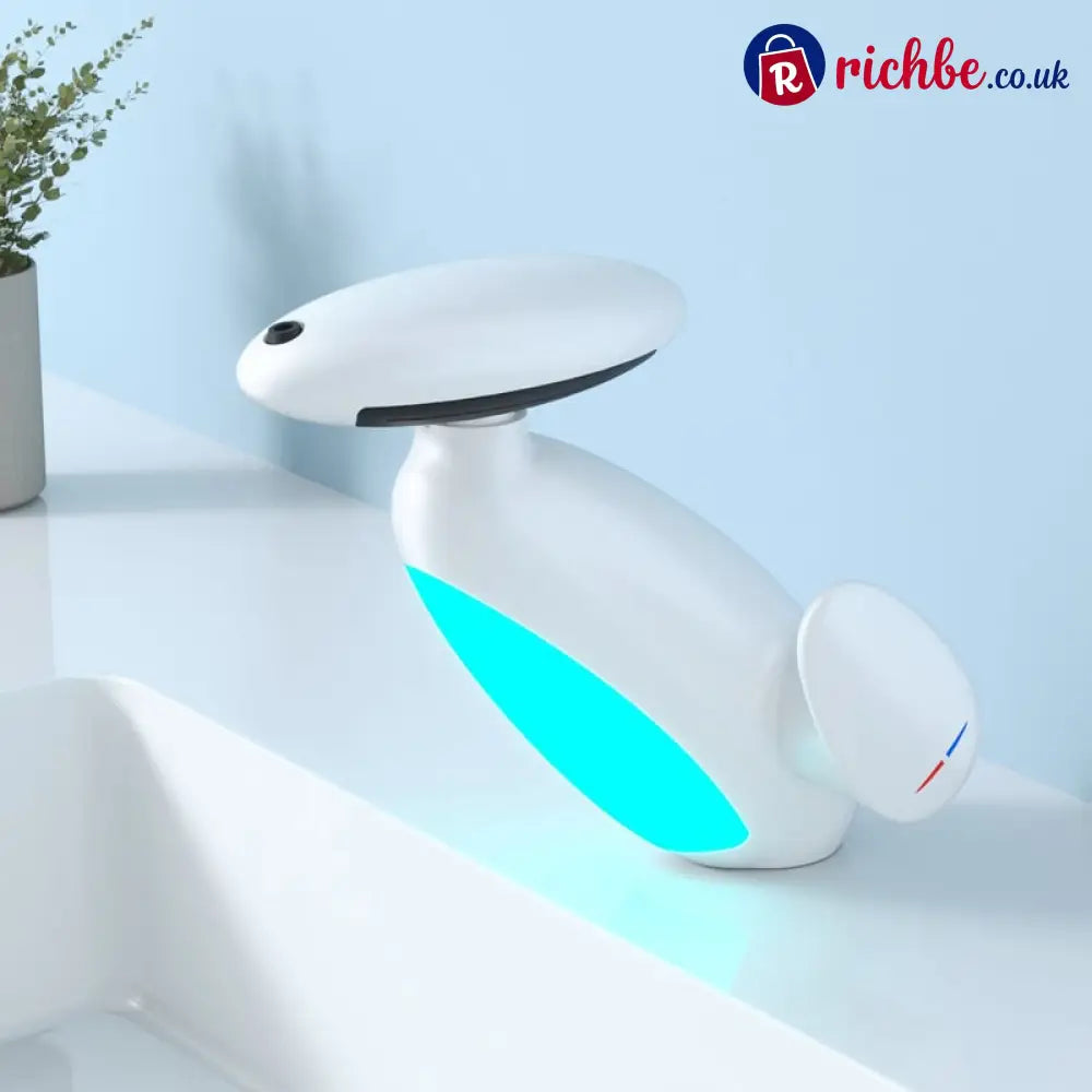 LED Bathroom Faucet with Multicolor Light 360° Swivel & Pull-Out Spout 4 Spray Modes - White