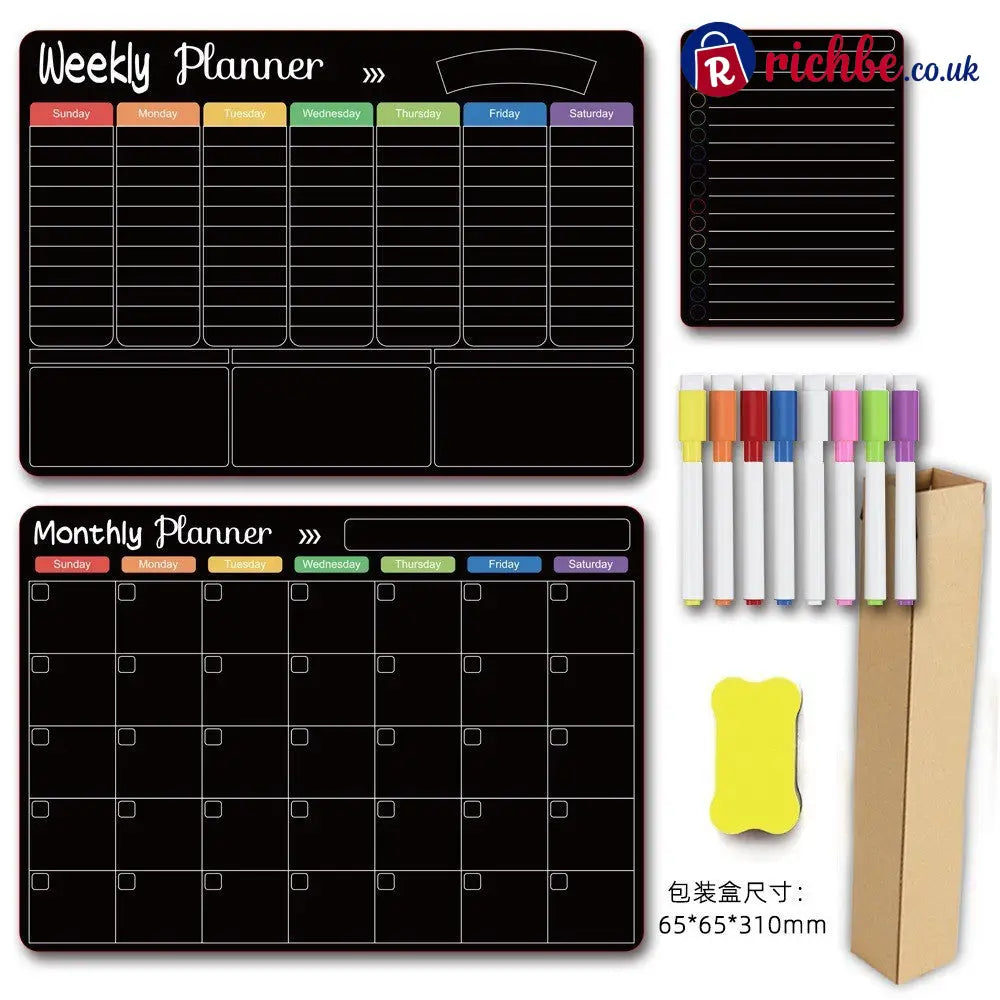 Magnetic Family Planner – Monthly Weekly and Daily Schedule - Black I - Planners