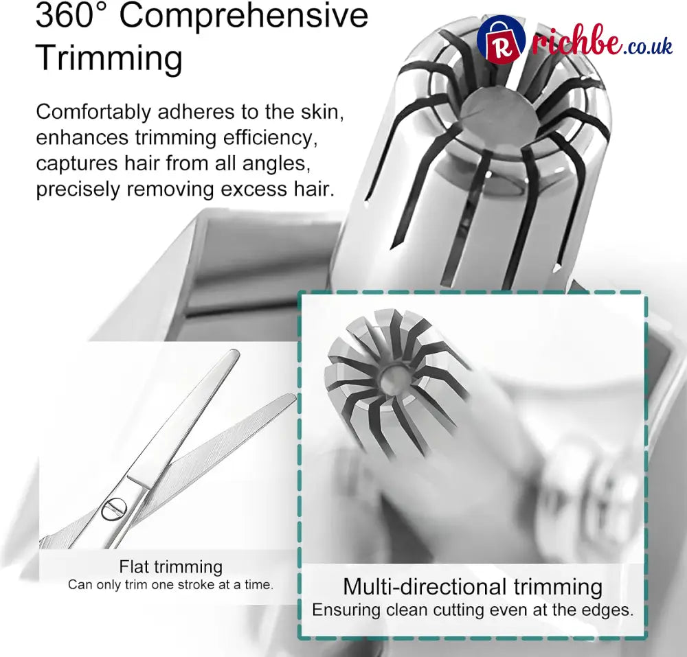 Manual Nose Hair Trimmer – Stainless Steel 360° Trimmer, Waterproof & No Battery Required
