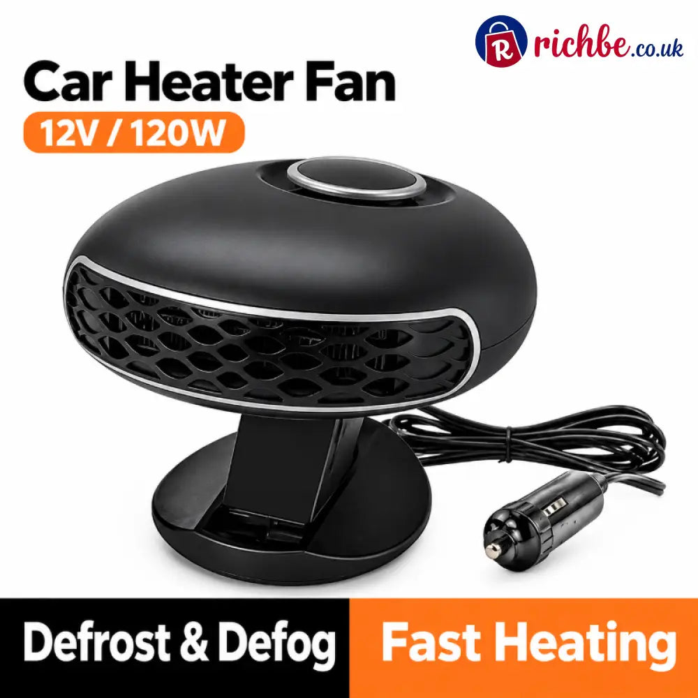 Portable Car Heater Defroster with 360-Degree Rotating Base - LY180 Black 12V - Hot Sale
