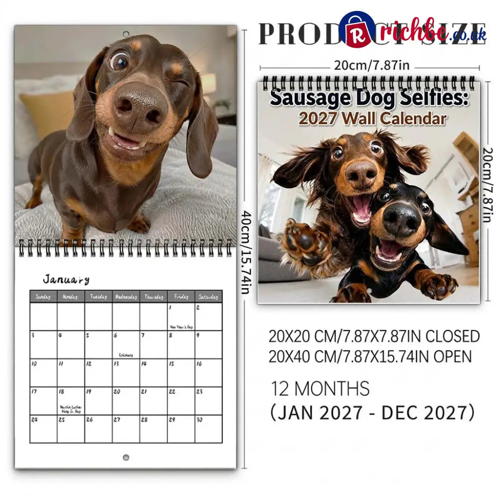 Sausage Dog Selfies 2027 Wall Calendar 🐶📸 - 2027 CALENDAR