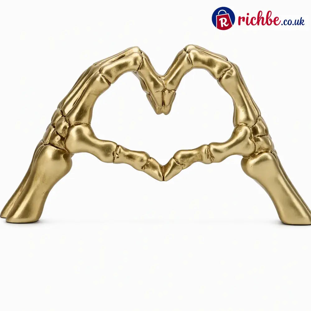 💀 Save 50% ! 🎃 Skeleton Figurine – Heart hand gesture & desk‑ready ✨ - gold - Hot sale
