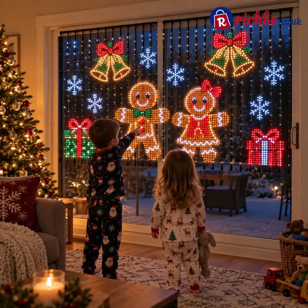 🎄 Smart LED Curtain Lights | App-Controlled Animated Christmas Wall Display ✨