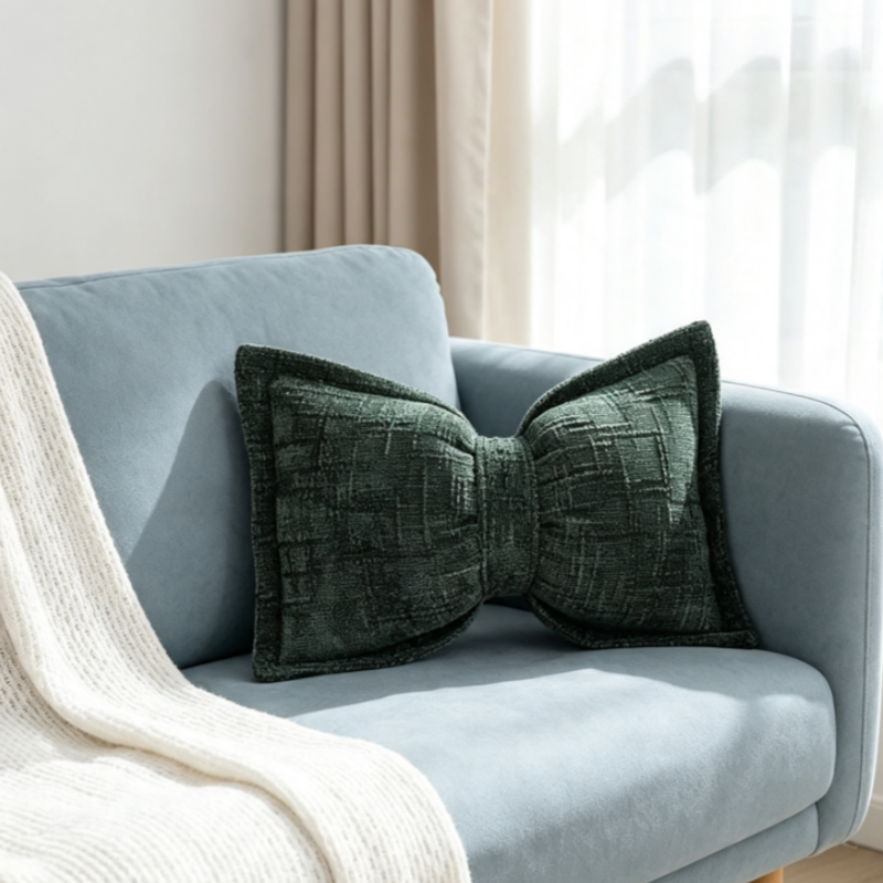 🎀 49% OFF NOW! 🛋️ Soft Chenille Bow-Shaped Throw Pillow – Ultra-soft, plush & decorative – Perfect for sofas, beds & cozy corners ✨