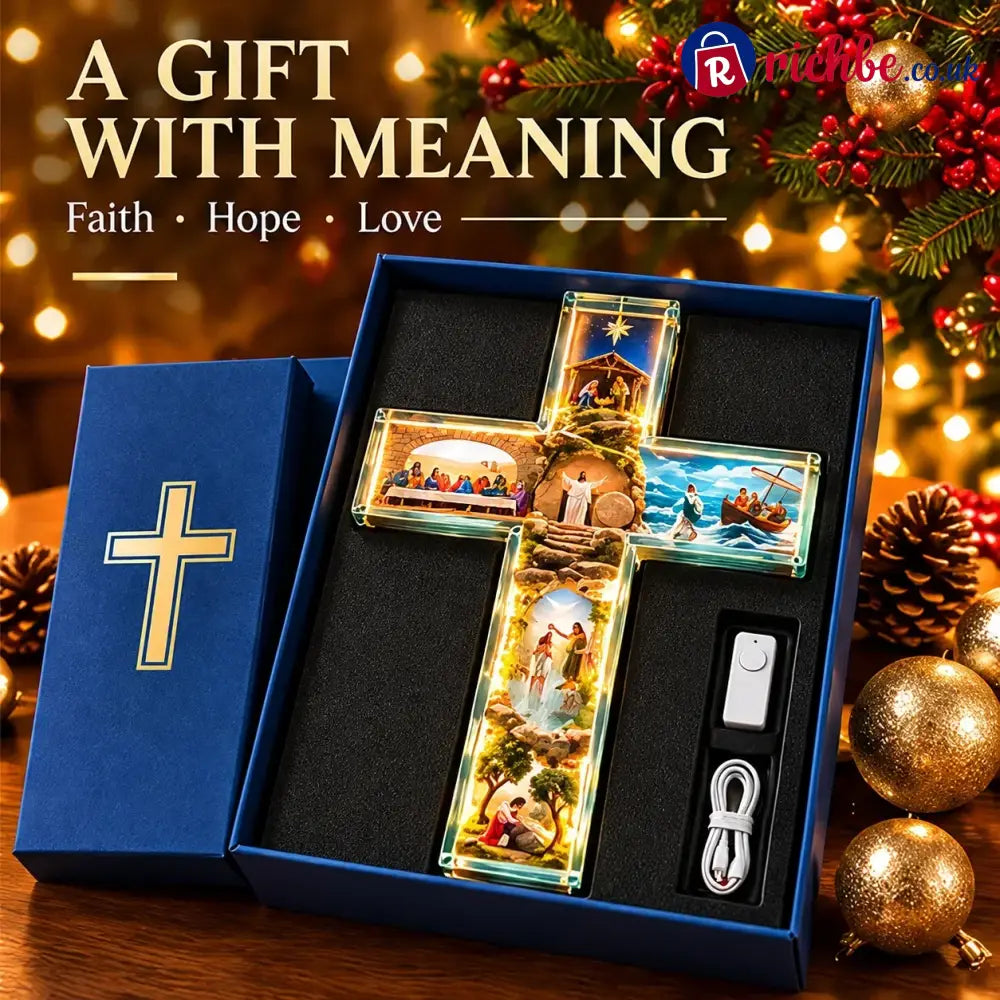 ✝️🙏✝️ The Story of Jesus LED Cross Lamp ✨ 6 Biblical Scenes & Meaningful Christian Gift