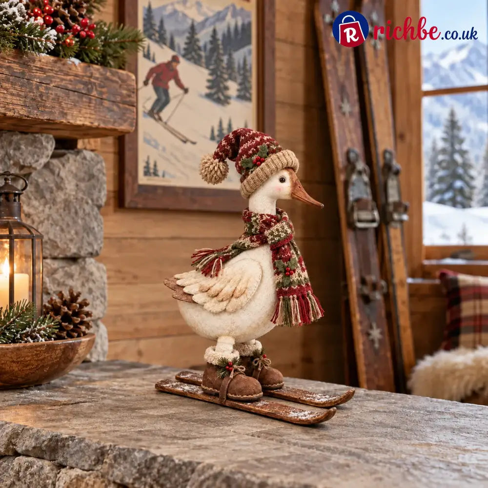 Vintage Christmas Skiing Goose Figurine