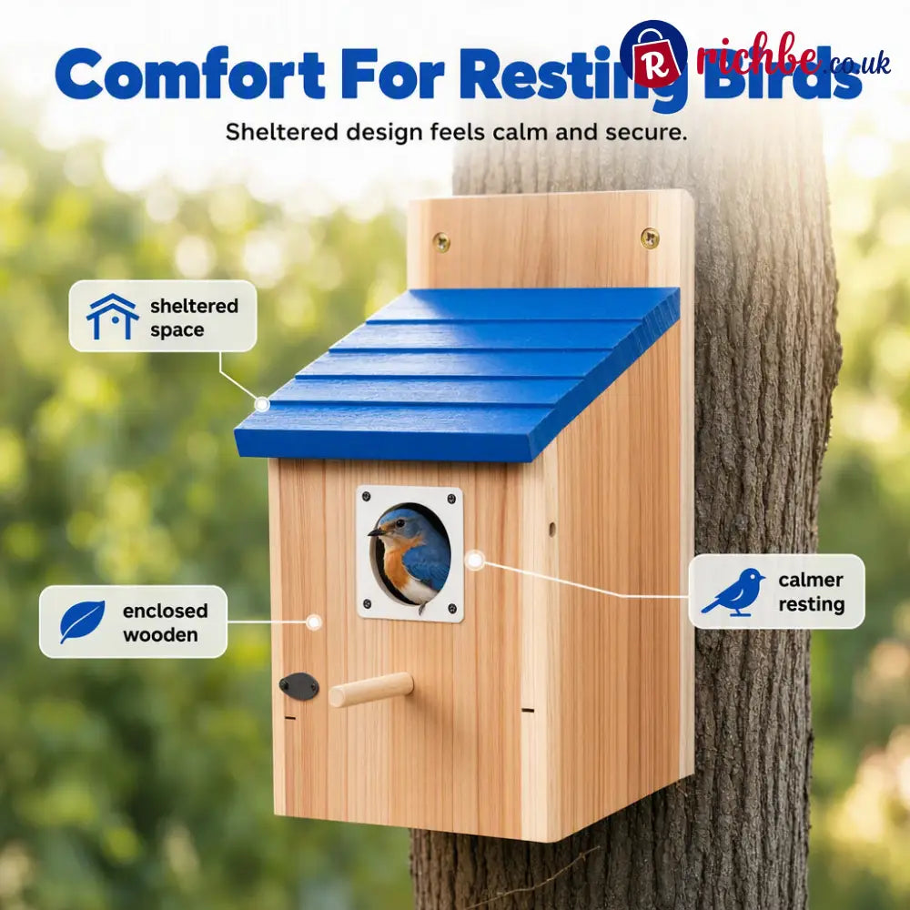 Weatherproof Outdoor Wooden Birdhouse - Wood Grain - Houseware & Kitchen
