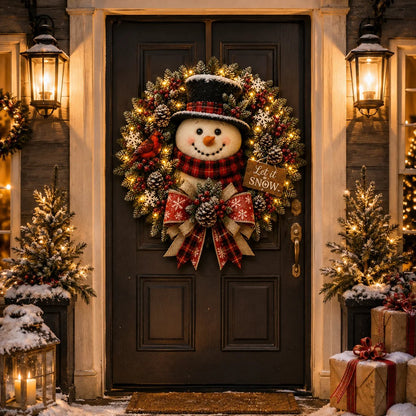 ✨✨Hot Sale 40% OFF⛄ Snowman Lighted Christmas Wreath™ – Festive Holiday Door Decor
