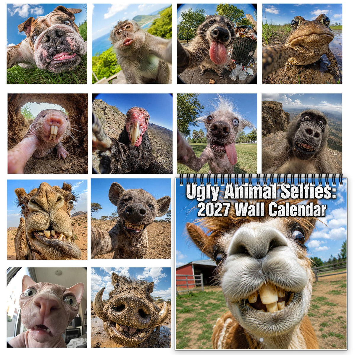 2027 Funny Farm Animal Selfies Wall Calendar – 12 Months of Hilariously Unfiltered Animal Faces