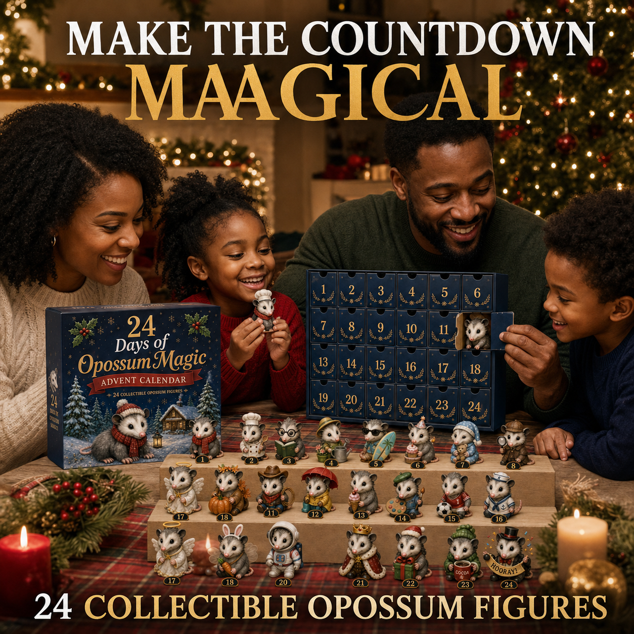 🐾 24 Days of Opossum Magic™ Advent Calendar – 24 Collectible Christmas Opossum Surprises