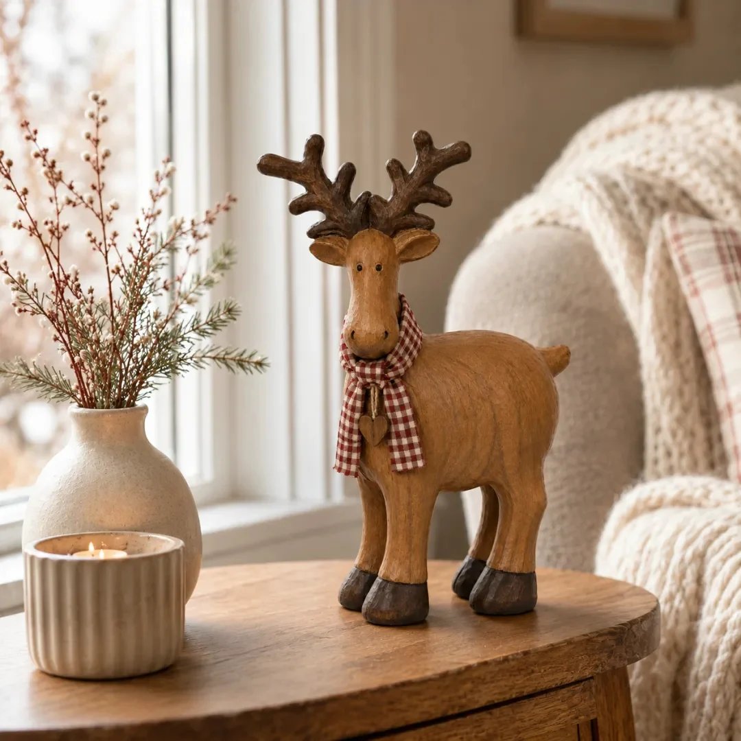 🦌Rustic Farmhouse Reindeer Figurine