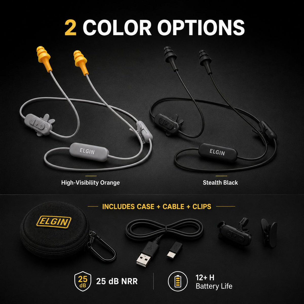 🎧 25dB NRR Wireless Hearing Protection Earbuds – 12+H Battery, Bluetooth & IP65