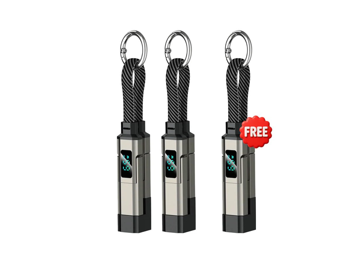 🔥Limited Time SALE 40% OFF🔥4-in-1 Digital Display Keychain Charging Cable