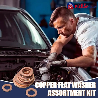 📀100/200 PCS Copper Flat Washer Assortment Kit - Tools & Gadgets