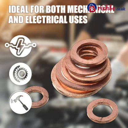 📀100/200 PCS Copper Flat Washer Assortment Kit - Tools & Gadgets