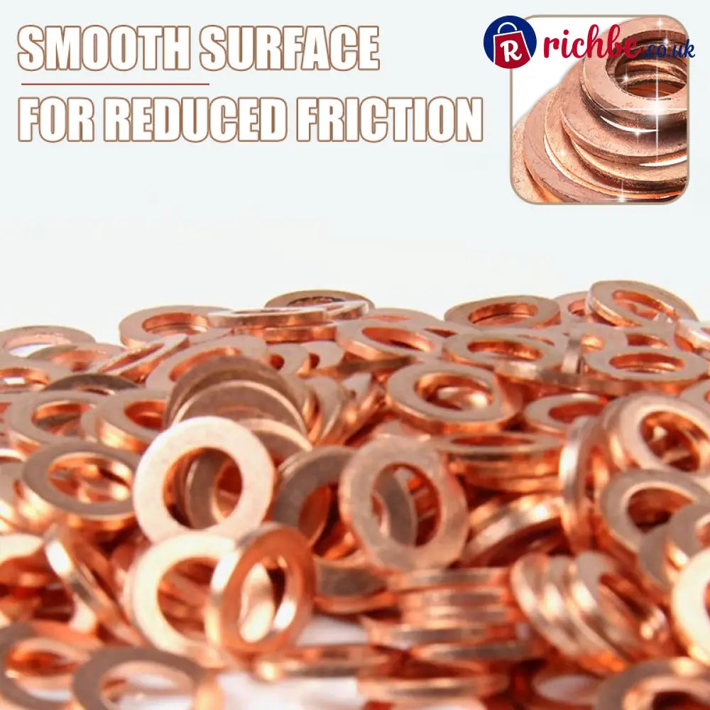 📀100/200 PCS Copper Flat Washer Assortment Kit - Tools & Gadgets