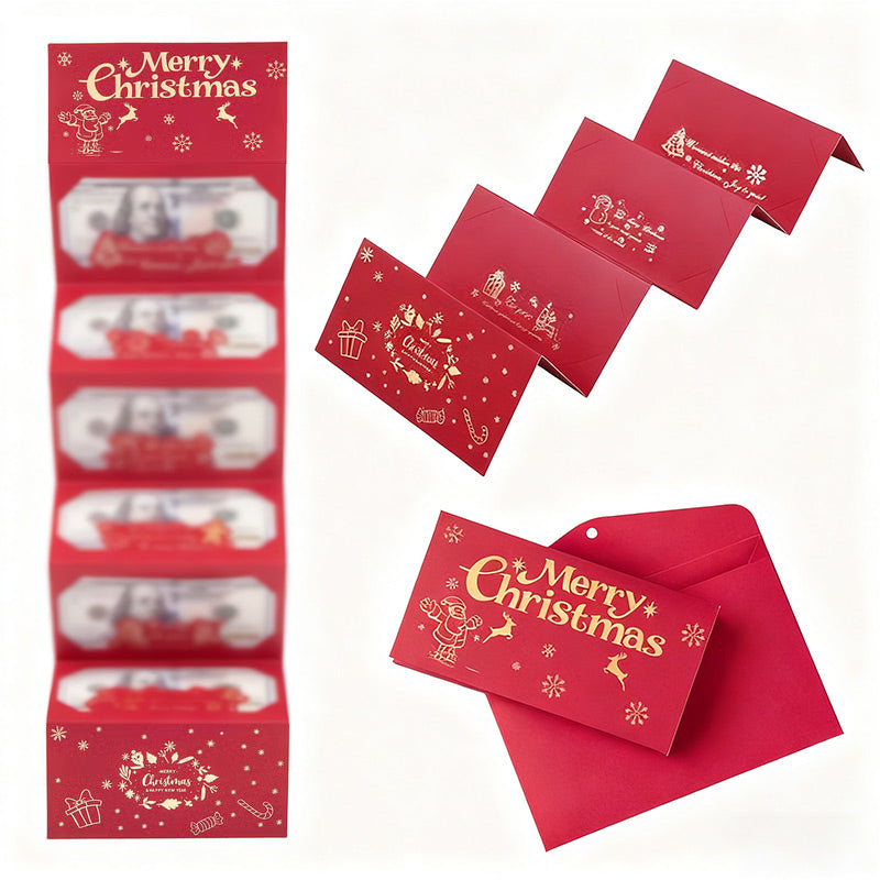 🎅 Christmas Money Envelope for Cash,Creative Folding Money Holder with 6 Slots,Luxury Paper Cash Gift Card Holder, DIY HolidayMoney Gift Envelope for Xmas, Women Men GirlsBoys Mom Dad