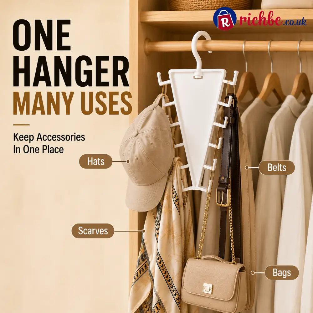 ✨ 12-Hook V-Shaped Closet Organizer – Save Space & Keep Accessories Tidy - Housewares & Kitchen