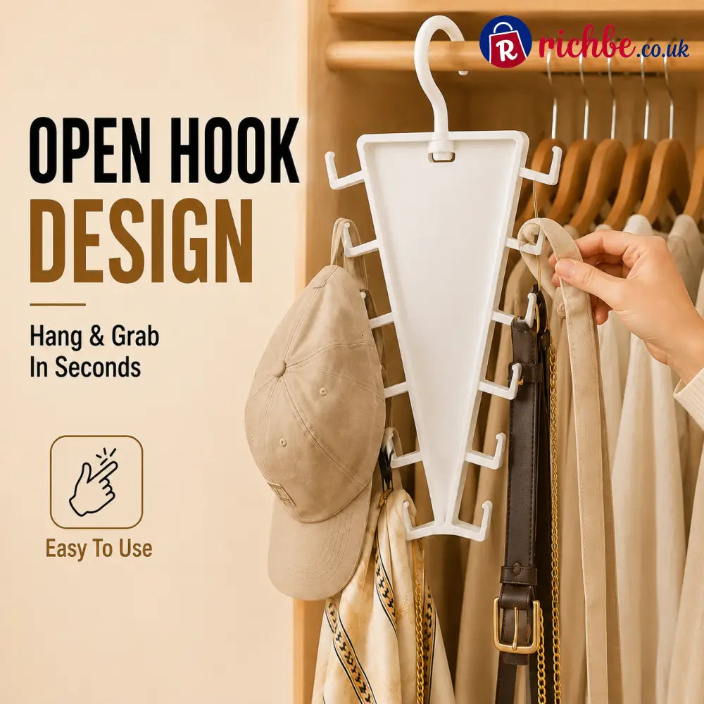 ✨ 12-Hook V-Shaped Closet Organizer – Save Space & Keep Accessories Tidy - Housewares & Kitchen