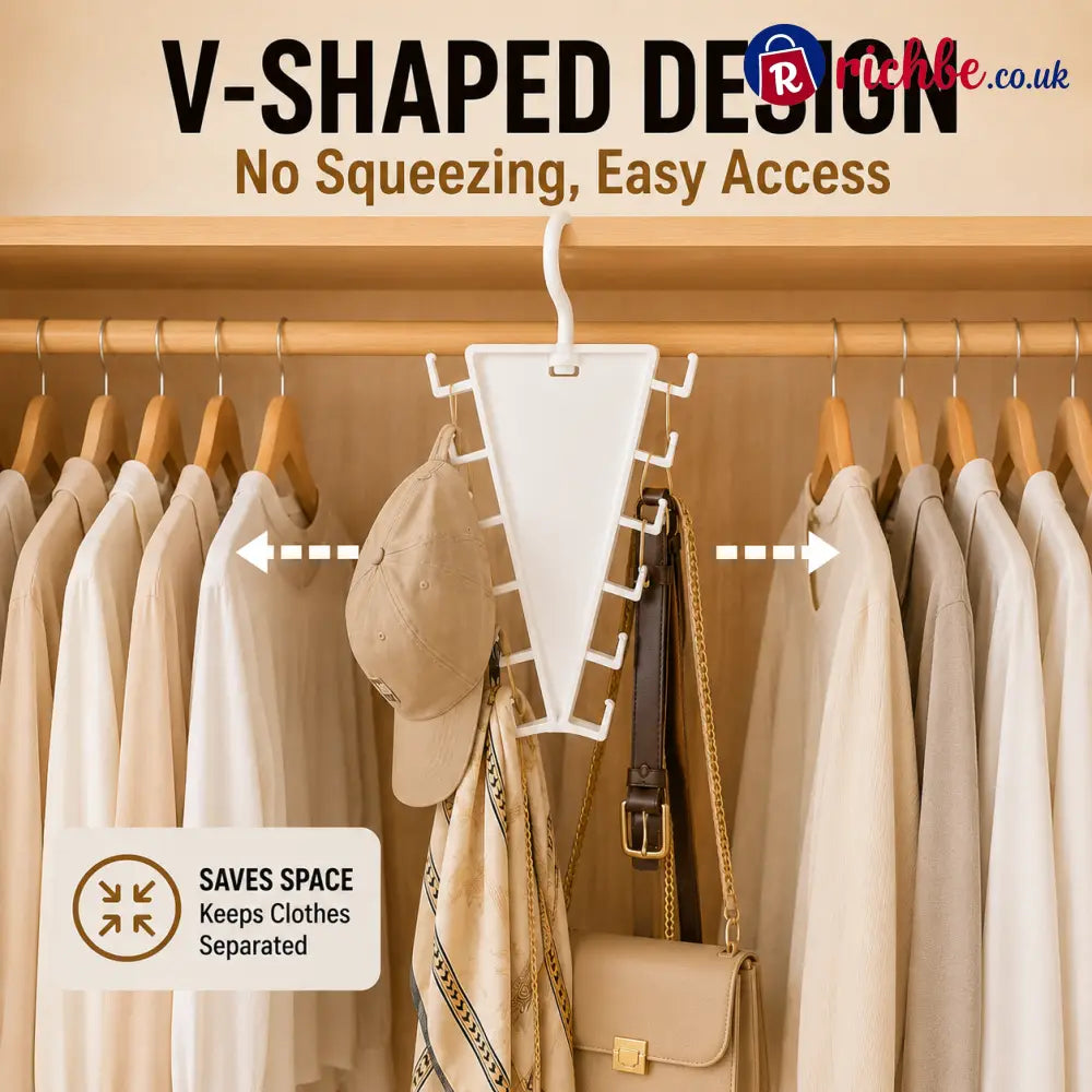 ✨ 12-Hook V-Shaped Closet Organizer – Save Space & Keep Accessories Tidy - Housewares & Kitchen
