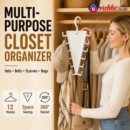 ✨ 12-Hook V-Shaped Closet Organizer – Save Space & Keep Accessories Tidy - Housewares & Kitchen